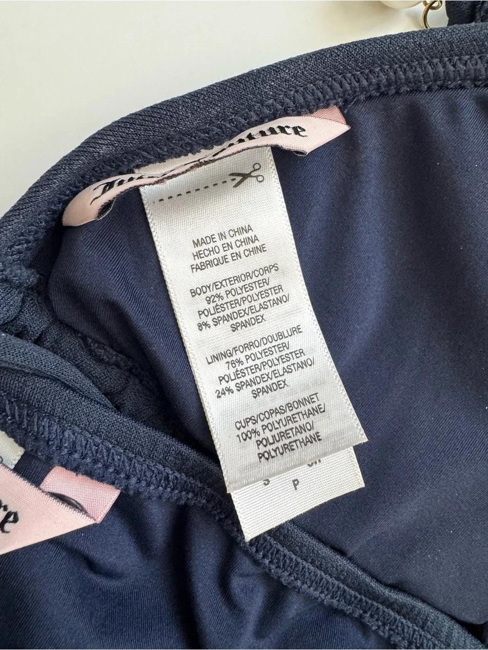 Juicy Couture Navy Bikini Set Size Small Pearl Charm